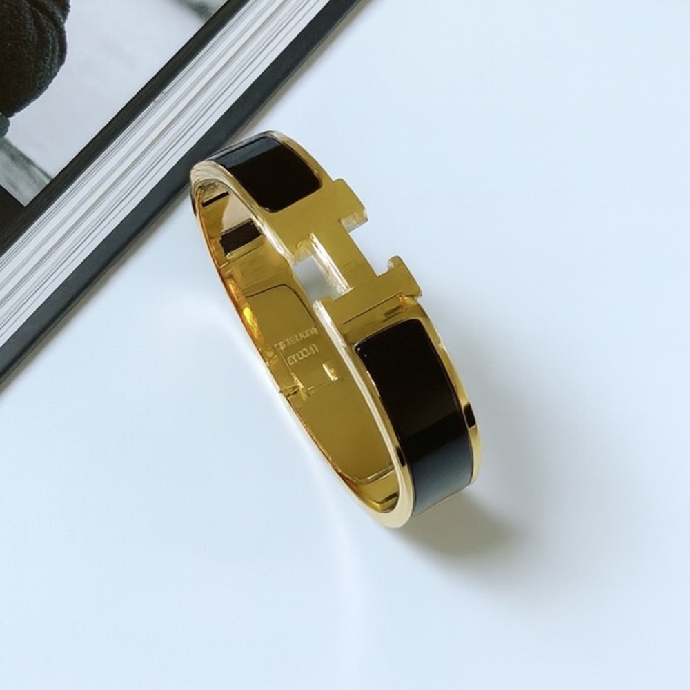 New Black Clic H Bracelet gold plated stainless steel